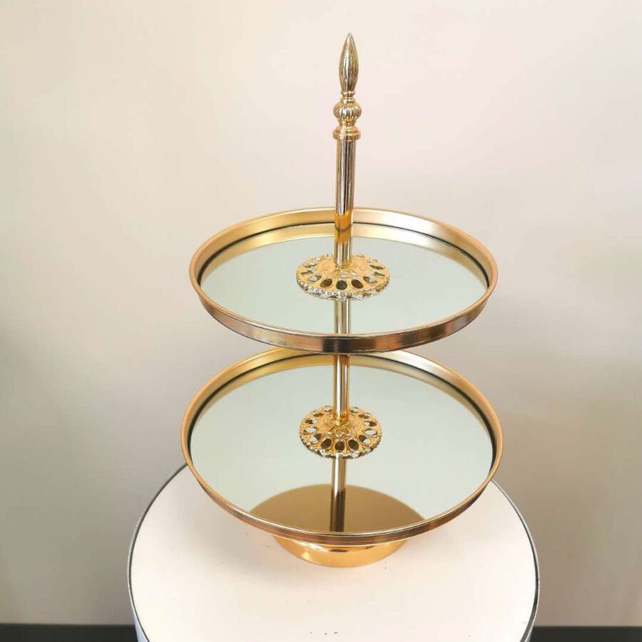 2 tiered mirror cake stand 1